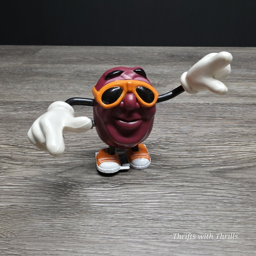 VINTAGE CALIFORNIA RAISINS 5" Plastic Wind Up Walker Toy - Applause 1988 Tested!